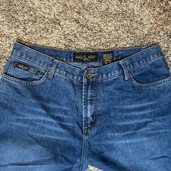 BABY PHAT Woman’s Size 13 Jeans Blue Wide Leg 33x31 Y2K Cat Logo - Picture 11 of 16